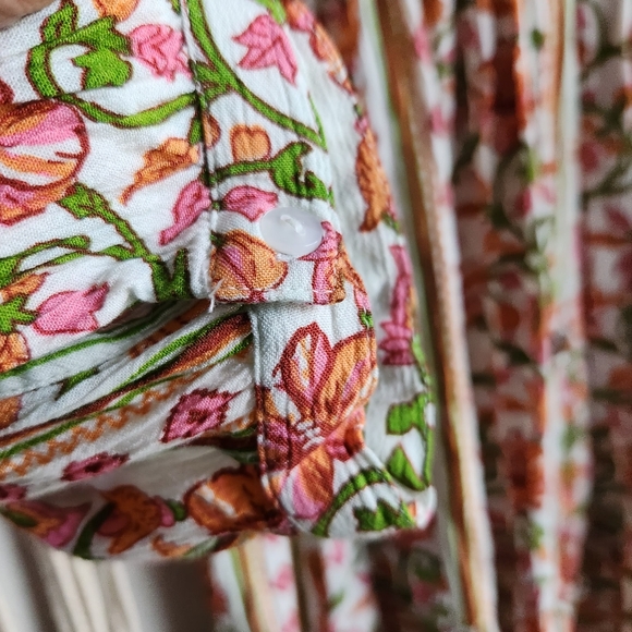 Japna Boho Floral Tiered Midi Dress Size S - 100% Viscose India Print LS - Picture 6 of 10